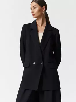 Двубортный жакет из вискозы и льна