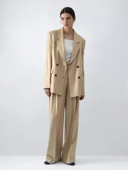 Двубортный жакет со льном