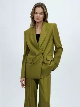 Двубортный жакет со льном