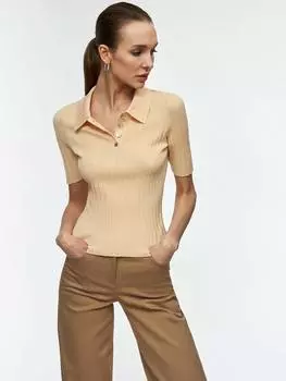 Джемпер-поло из рельефного трикотажа с короткими рукавами