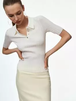 Джемпер-поло из рельефного трикотажа с короткими рукавами