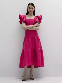 Каскадная юбка изо льна