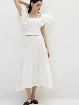 Каскадная юбка изо льна