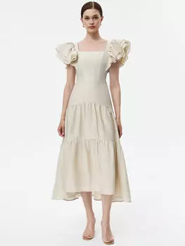 Каскадная юбка изо льна