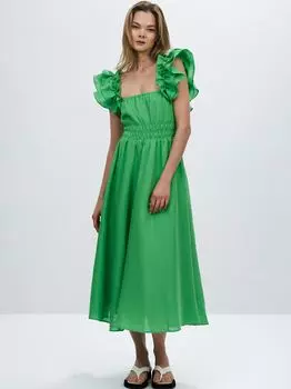 Льняное платье с воланами