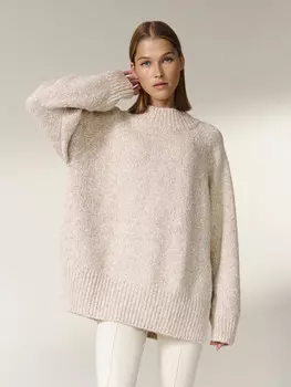 Меланжевый джемпер с разрезами