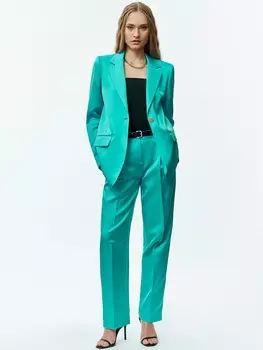 Однобортный жакет из смесового льна