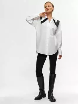 Оверсайз рубашка с воротником из экокожи