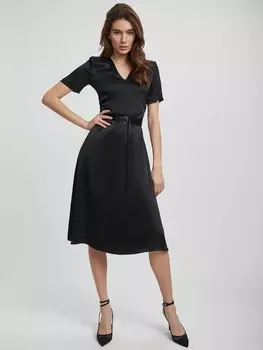 Платье из сатина с подплечниками