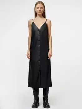 Платье на лямках из экокожи