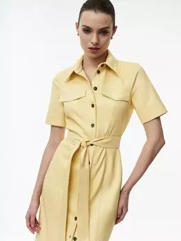 Платье-рубашка из экокожи со съемным поясом