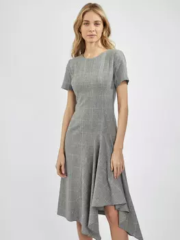 Платье с драпировкой в клетку