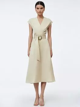 Платье с короткими рукавами изо льна и вискозы