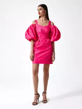 Платье с объемными рукавами и сборками