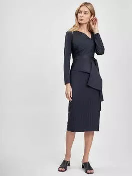 Платье со съемной баской в полоску