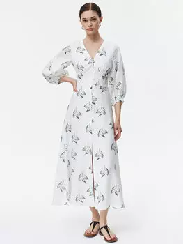 Платье со сборками на лифе и фигурным втачным поясом