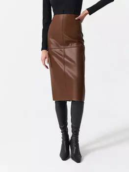 Прямая юбка из экокожи