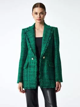 Прямой жакет из твида с бахромой