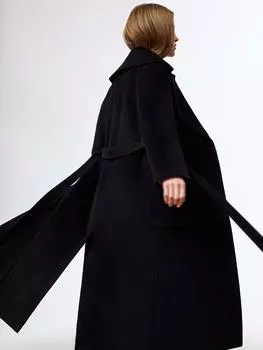 Шерстяное двубортное пальто