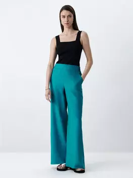 Широкие брюки изо льна