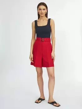 Шорты из вискозы и льна с поясом