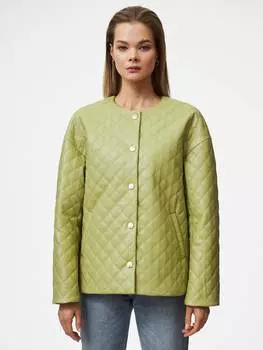 Стеганая куртка-рубашка из экокожи