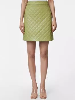 Стеганая юбка мини из экокожи