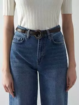 Тонкий ремень из натуральной кожи