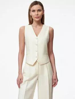 Жилет из смесового льна на пуговицах