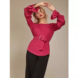 Блуза с объемными рукавами и поясом