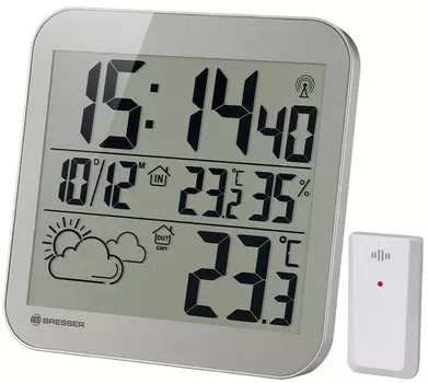 Часы настенные Bresser (Брессер) MyTime LCD, серебристые