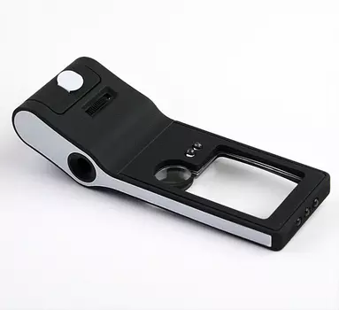 Лупа Kromatech карманная 3/10/55x, с микроскопом и подсветкой (6 LED), черная