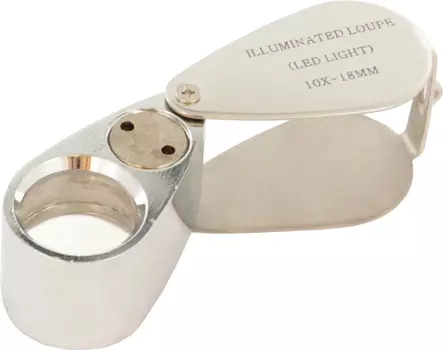 Лупа ювелирная 8x, металл, с подсветкой (11-18/2)