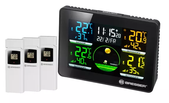 Метеостанция Bresser (Брессер) Thermo Hygro Quadro NLX с тремя датчиками