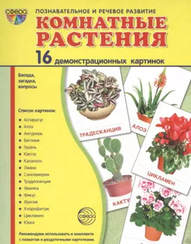 Дем. картинки СУПЕР Комнатные растения.16 демонстр.картинок с текстом (173х220мм)