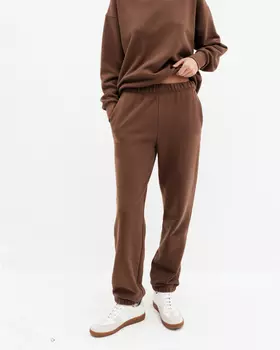Брюки из 100% хлопка с микроначесом, коричневый