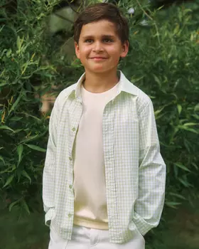 Детская рубашка Unisex в клетку, зеленый