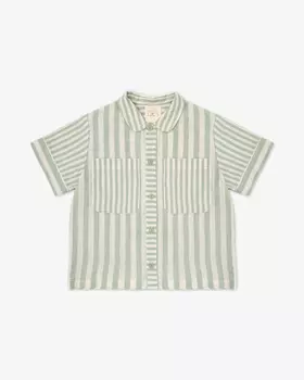 Детская рубашка в полоску Unisex из муслина, зеленый