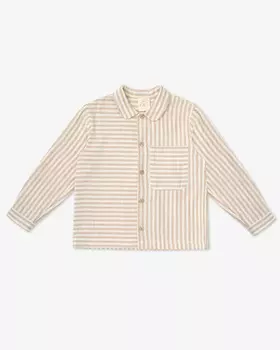 Детская рубашка в полоску Unisex из муслина, бежевый