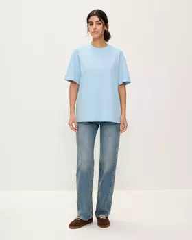 Хлопковая футболка оверсайз, голубой