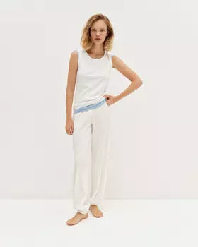 Хлопковые брюки джоггеры в рубчик, белый