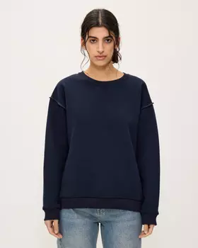 Хлопковый свитшот с открытыми швами, синий