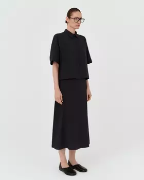 Юбка миди, из модала, темно-синий