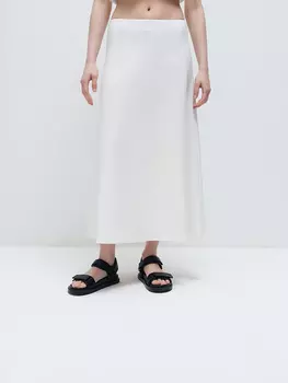Юбка миди из поливискозы, молочный белый