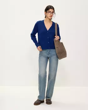 Кардиган из шерсти мериноса, синий