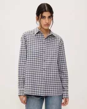 Клетчатая рубашка из плотного хлопка, серый