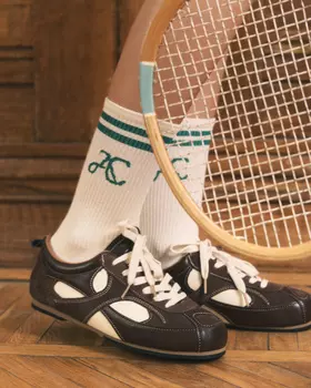 Носки с монограммой, из хлопка, зеленый