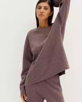 Прямой шерстяной джемпер, коричневый