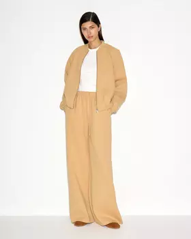 Прямые брюки из футера, бежевый