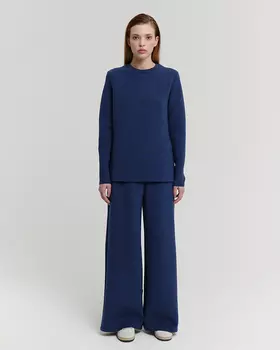 Прямые трикотажные брюки из тенселя, синий